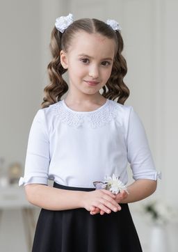 Блисса, блузка трикотажная белый col.1/128-64-57