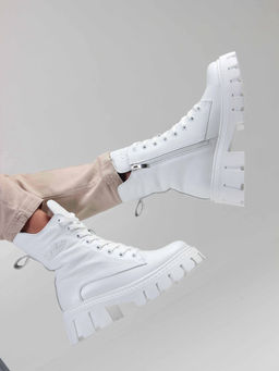 Ботинки 346.чанкиw. Белый бартон/Шерсть