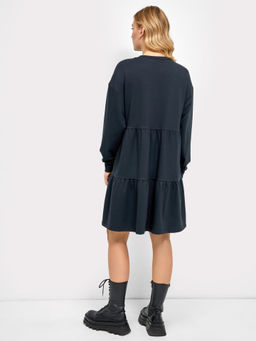 Свободное многоярусное платье мини черного цвета черный 152534