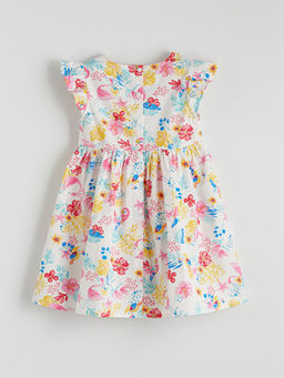 Bisiklet Yaka ?i?ekli K?z ?ocuk Elbise