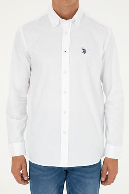 Рубашка U.S. Polo Assn мужская белая хлопок  фото 6