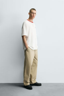 T-SHIRT WITH CONTRAST NECK - Zara фото 4