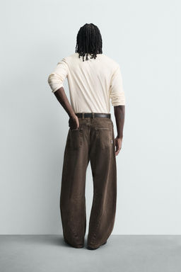 PANTAL?N BARREL FIT LAVADO / Marr?n - Zara фото 3