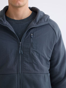 Kap??onlu Polar Erkek Fermuarl? Sweatshirt