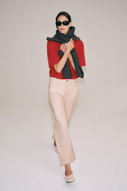 JEANS ZW COLLECTION ANKLE RELAXED RECTOS TIRO MEDIO RAYAS / Rosa
