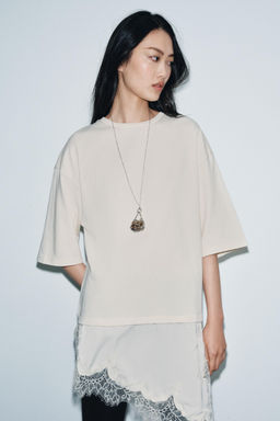 CONTRAST LACE T-SHIRT - Zara фото 13