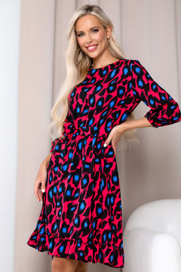 Платье Open Style 6094 фуксия/голубой