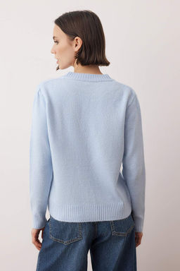 Lacivert Teen Bisiklet Yaka Yumusak Dokulu Kopek Nak?sl? Triko H?rka TWOAW26HI00274 - Trendyolmilla фото 7