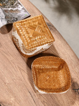 Корзинка плетёная «Манадо», 16×16×12 см, бамбук, светлая