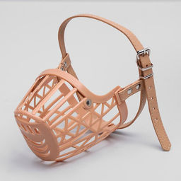 Намордник пластиковый №6 с ошейником из эко кожи ОМ 35 см ДН 12 см ОШ 52-67 см - Пижон фото 5