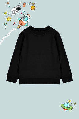 Siyah Unisex Duz Basic Orme Sweatshirt TKDAW25SW00000
