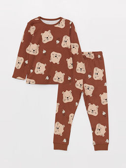 Bisiklet Yaka Bask?l? Erkek Bebek Pijama Tak?m?