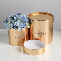 Набор золотых шляпных коробок 2 в 1 От всей души, 12 х 12, 15 х 15 см