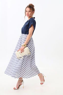 Платье NIKVA н969-1 индиго+сине-белая полоска фото 2