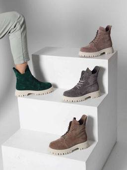 Ботинки 228.V.1541be. Серый замок замша/Байка