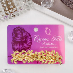 Цена за 2 шт. Заколка - автомат для волос «Престиж», листики, 8.5 см, золото