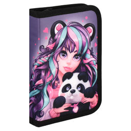 Пенал школьный Феникс+, арт.65720/ 24 ДЕВУШКА С ПАНДОЙ (без наполнения, 13.3x20x3.5 см, полиэстер, м