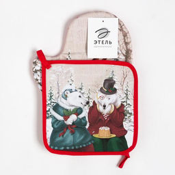 Набор кухонный Зимнее волшебство варежка-прих.20х28см, прихватка 19х19,100% хл,ватин 250г/м2 - Этель фото 2