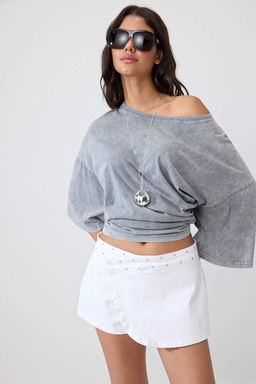 Beyaz Trok Detayl_ Ekstra K_sa Asimetrik Denim _ort TWOSS26SR00290