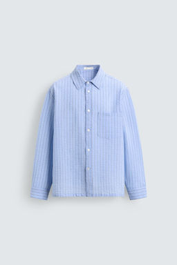 CAMISA RAYAS EFECTO ARRUGADO / Celeste - Zara фото 7
