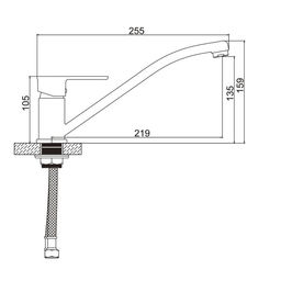 Смеситель для кухни Accoona А4164, однорычажный, хром
