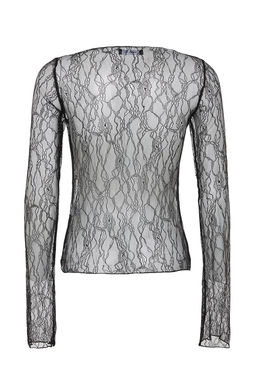 Siyah Regular Fit Kay?k Yaka Dantel Esnek Orme Bluz TWOSS23BZ00795