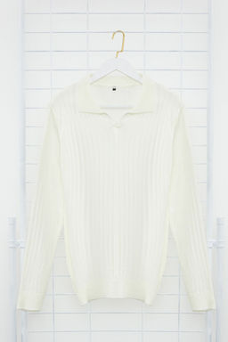 TRENDYOL MAN Siyah Slim Dar Kesim Couple/Cift Polo Yaka Duz Triko Kazak TMNAW25KZ00022 - Trendyolmilla фото 22