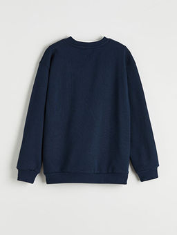 Bisiklet Yaka Bask?l? Erkek ?ocuk Sweatshirt