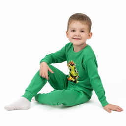 Пижама детская зеленая дракон ПЖ-1818 (110-116, 60)