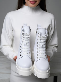 Ботинки 329.зиплайнw.Белый/байка