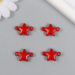 Цена за 4 шт. Замок магнитный металл «Звёздочка», красный, 2.2×1.5×0.6 см, (набор 2 половинки)