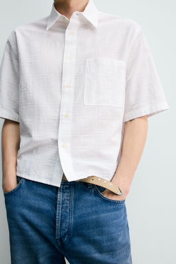 CAMISA RELAXED FIT TEXTURA / Blanco - Zara фото 5