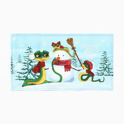 Набор полотенец Доляна Счастливого нового года 28х46 см - 6 шт, 100% хл, рогожка 164 г/м2  фото 10