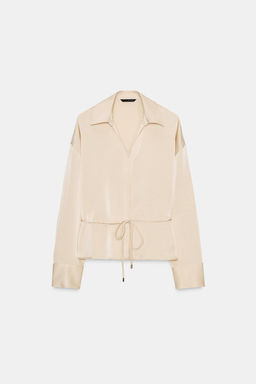 SATIN BLOUSE WITH THIN BELT - Zara фото 5