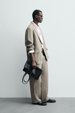 100% WASHED LINEN SUIT TROUSERS - Zara фото 4