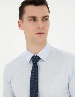 A__k Mavi Slim Fit Uzun Kollu Basic G_mlek