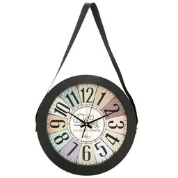 Часы подвесные "Фортуна" д39х5,5см, на ремне, мягкий ход, циферблат фотопечать, пластм. черный, без стекла, в коробке (Китай)