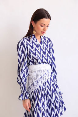 Martichelli Платье зиг-заг бело-синее  фото 13