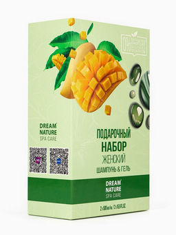 Подарочный набор женский DREAM NATURE SPA CARE увлажнение и питание, гель для душа и шампунь по 500 мл, аромат манго