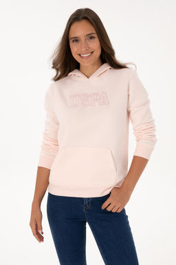 Kad_n A__k Pembe _ardonlu Kap__onlu Basic Sweatshirt