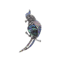 Брошь "Попугай на ветке" со вставкой из гелиотиса