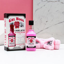 Подарочный набор косметики GRL BOSS, гель для душа виски 250 мл и повязка на голову, Чистое счастье