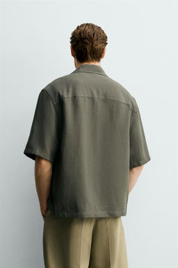 CAMISA KIMONO VISCOSA - LINO / Gris topo - Zara фото 3