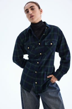 Camisa oversize de franela - H&m фото 4