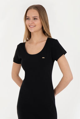 Женское черное трикотажное платье - U.s. polo assn фото 11