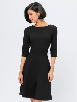 Платье черного цвета с рукавами 3/4 и расклешенной юбкой - 1001dress фото 4