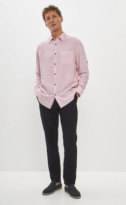 Рубашка д/р лен P411-0489 red