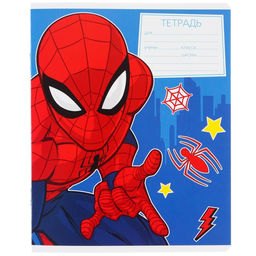 Цена за 10 шт. Тетрадь 12 листов, линейка, Человек-паук 5 видов МИКС - Marvel фото 5