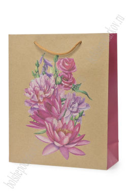 Пакет крафтовый с рисунком "Цветочки" 26*32*10 см (12 шт) SF-7171, №4