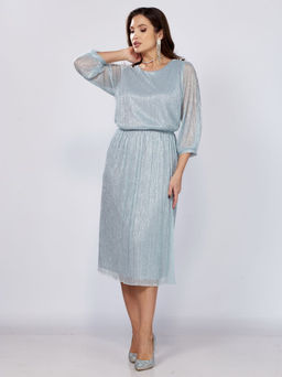 Платье Mira Fashion 5446W-Р голубой с полуоткрытыми рукавами